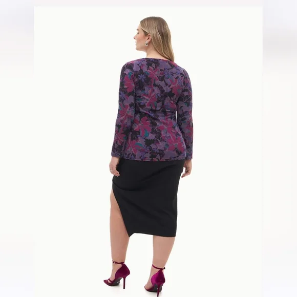 Women's Plus Size Long-Sleeve V-Neck Knit Top 2X - Addition Elle - Picture 3 of 6